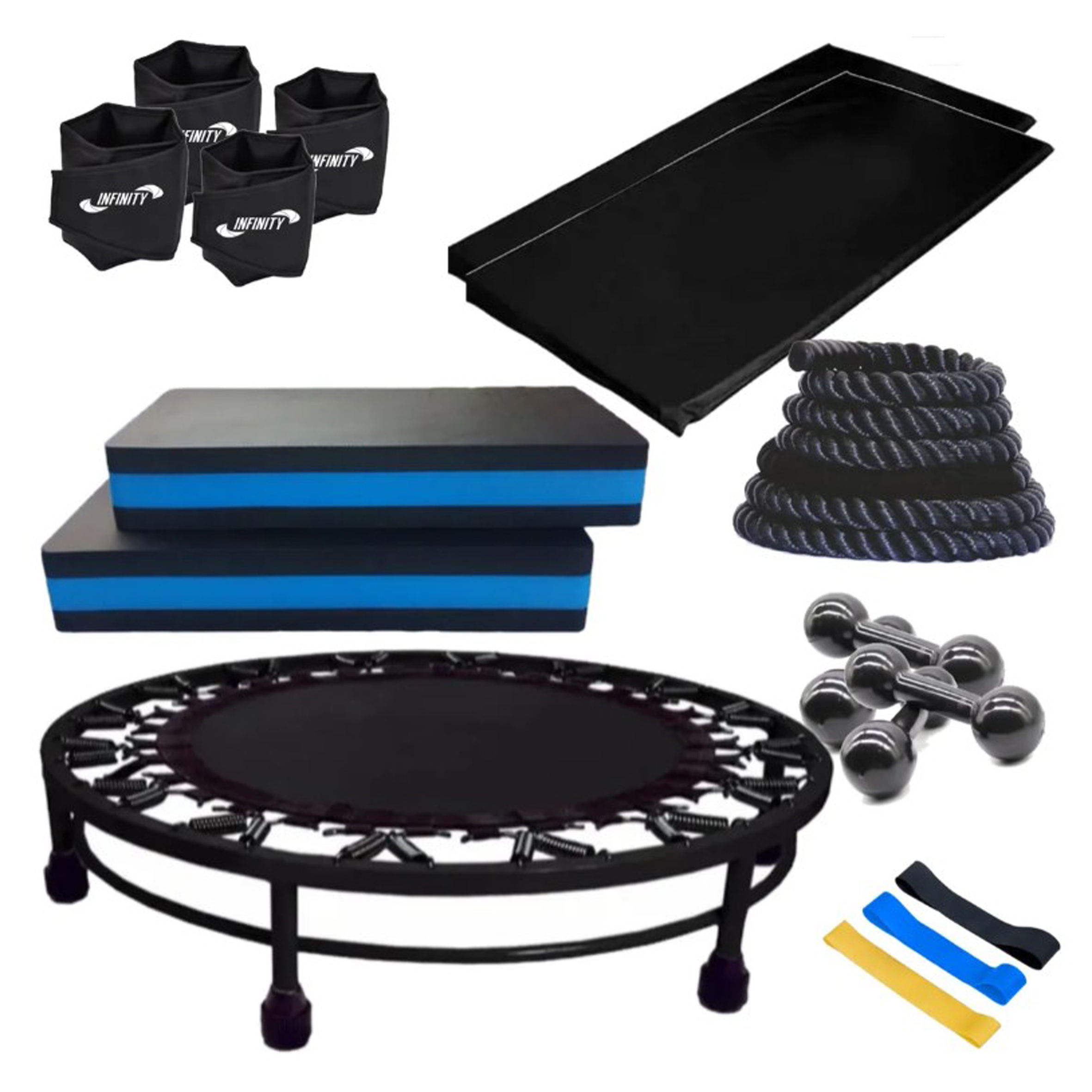 Kit Aeróbico C/ Mini Jump +colchonete +acessórios Fit Queima